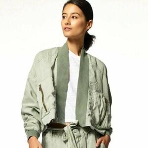 YOUNG Fabulous & Broke Fara Cropped Bomber Jacket Army Green